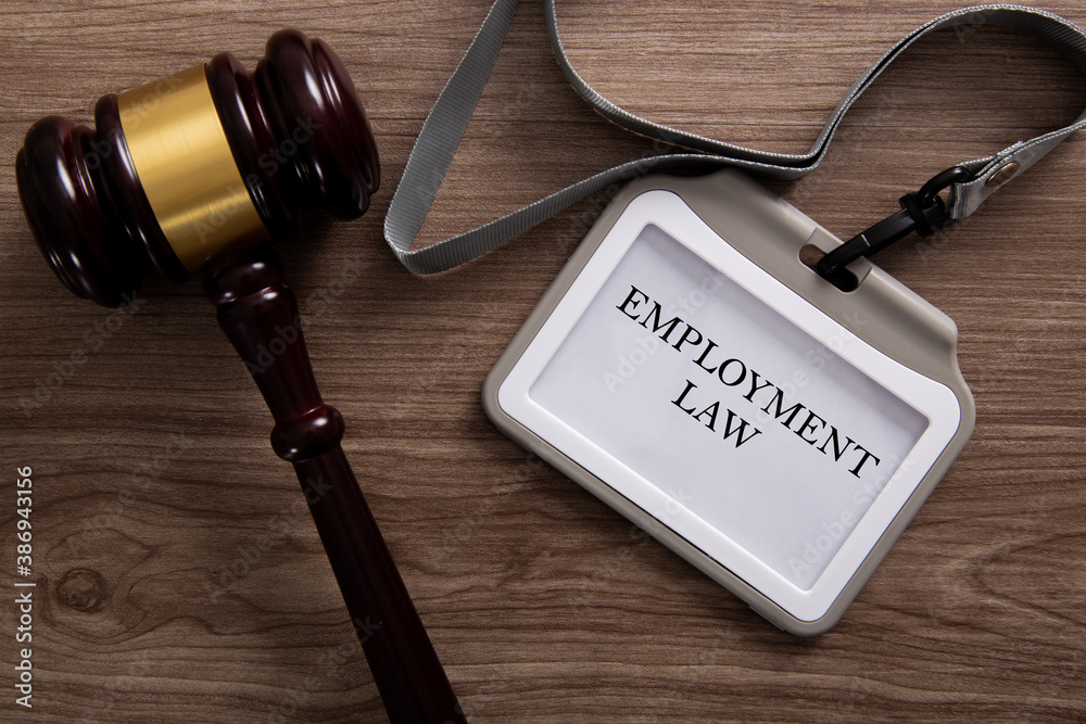 Gavel and a employee card written with Employment Law