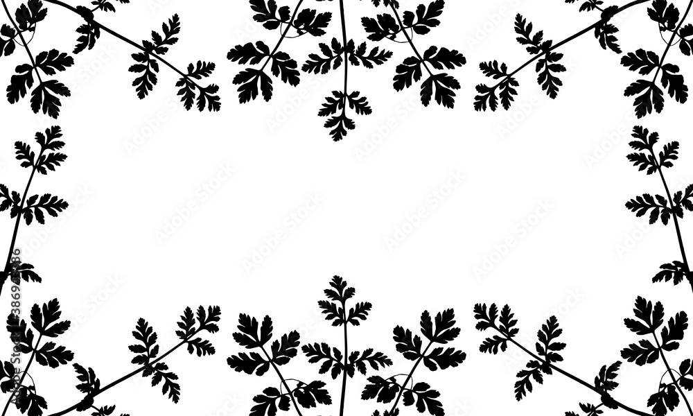 Silhouette of wild plants (weeds), frame. Used clipping mask. Vector illustration.