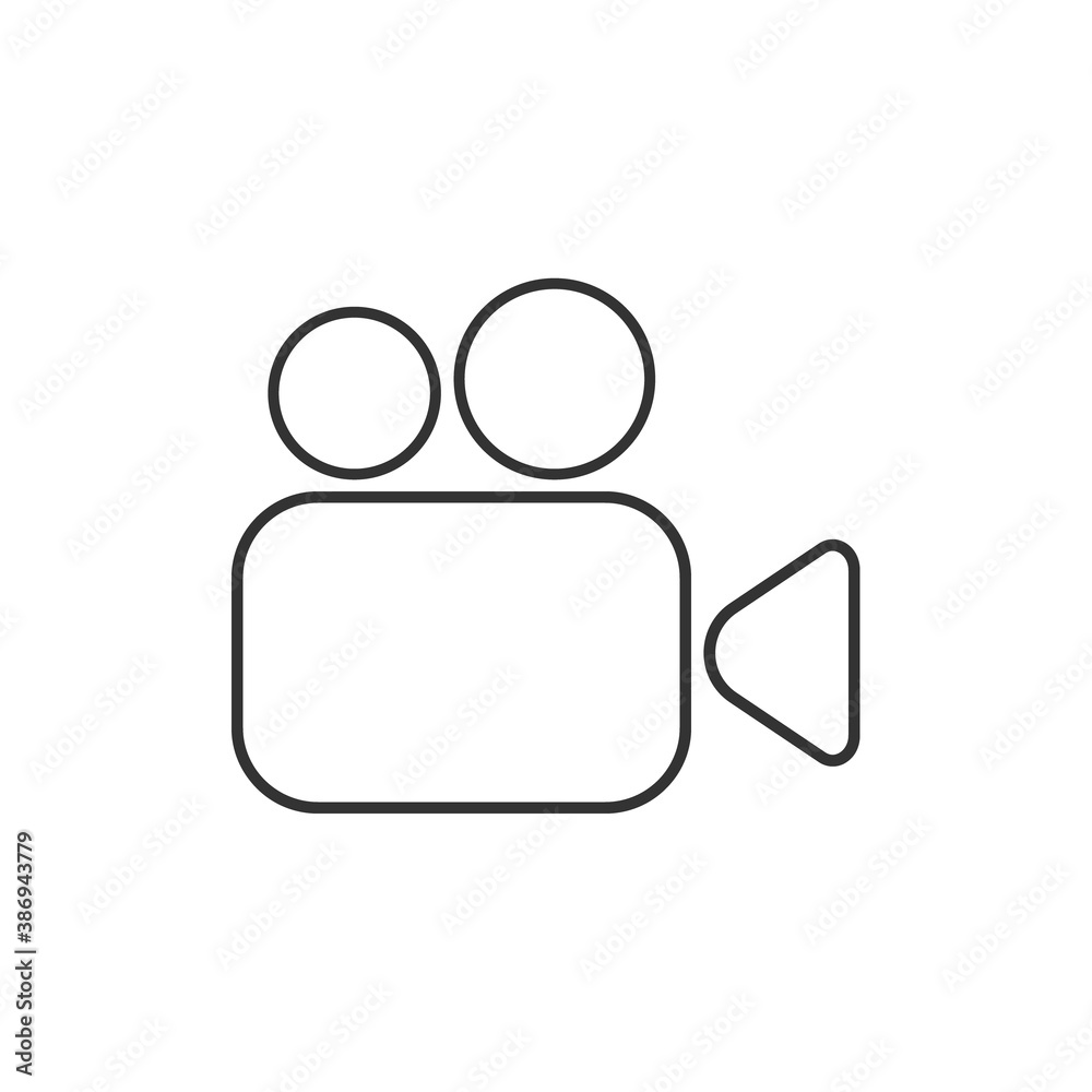 Video camera thin line icon. Cinema linear symbol isolated on white background Video camera thin line icon. Cinema linear symbol isolated on white background