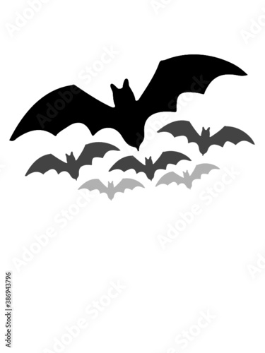 Fliegende Fledermaus Familie Gruppe Viele Silhouette Horror Halloween 