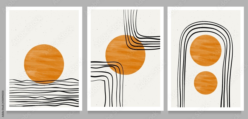 Set of abstract creative minimalist hand painted. minimalist 20s geometric design background for poster, wall decoration, postcard or brochure design. vector illustration