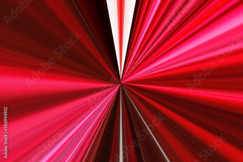 radial segments in shades of bright pink and vivid dark red towards a common vanishing point 