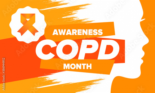 COPD Awareness Month in November. Chronic Obstructive Pulmonary Disease. Celebrated annual in United States. Medical health care and awareness design. Poster, card, banner and background. Vector
