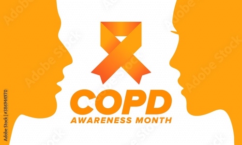 COPD Awareness Month in November. Chronic Obstructive Pulmonary Disease. Celebrated annual in United States. Medical health care and awareness design. Poster, card, banner and background. Vector