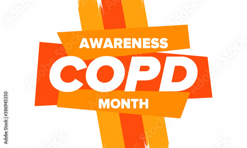 COPD Awareness Month in November. Chronic Obstructive Pulmonary Disease. Celebrated annual in United States. Medical health care and awareness design. Poster, card, banner and background. Vector