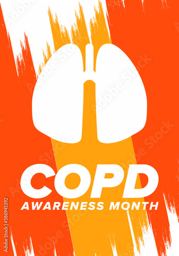 COPD Awareness Month in November. Chronic Obstructive Pulmonary Disease. Celebrated annual in United States. Medical health care and awareness design. Poster, card, banner and background. Vector