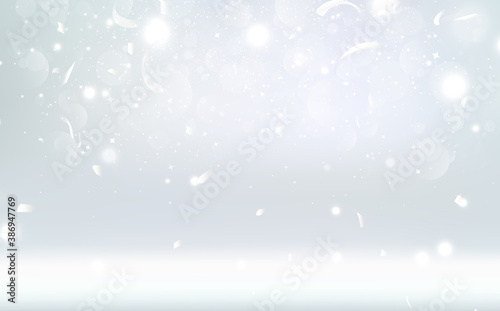 Snow background  White stars sparkle and shimmer celebration vector illustration