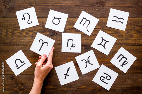 Fotografi Astrology horoscopes concept. Zodiac signs top view