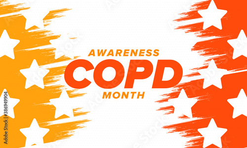 COPD Awareness Month in November. Chronic Obstructive Pulmonary Disease. Celebrated annual in United States. Medical health care and awareness design. Poster, card, banner and background. Vector