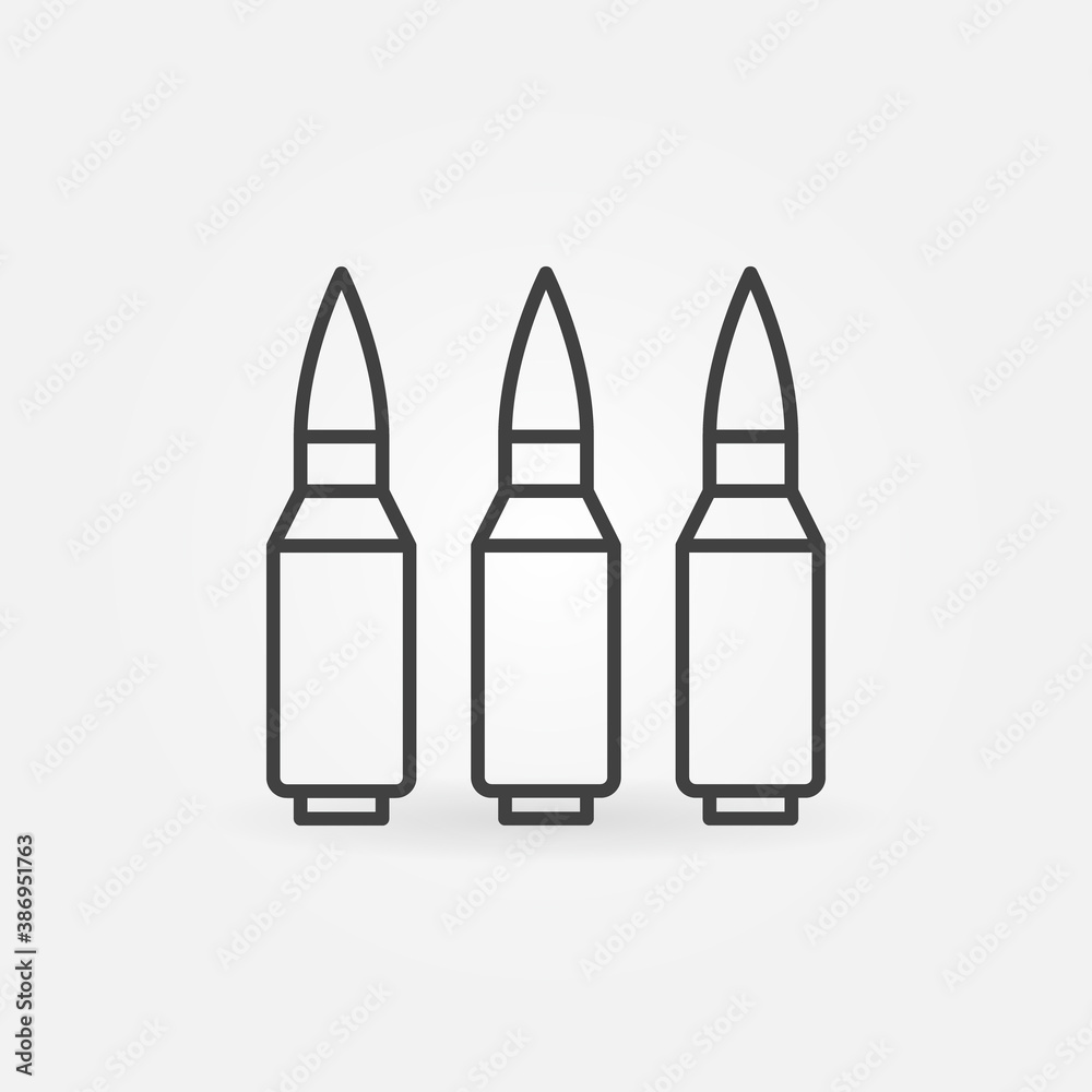 Three Bullets outline icon. Ammo vector concept symbol Three Bullets outline icon. Ammo vector concept symbol