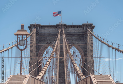 Nahaufnahme der Brooklyn Bridge in New York