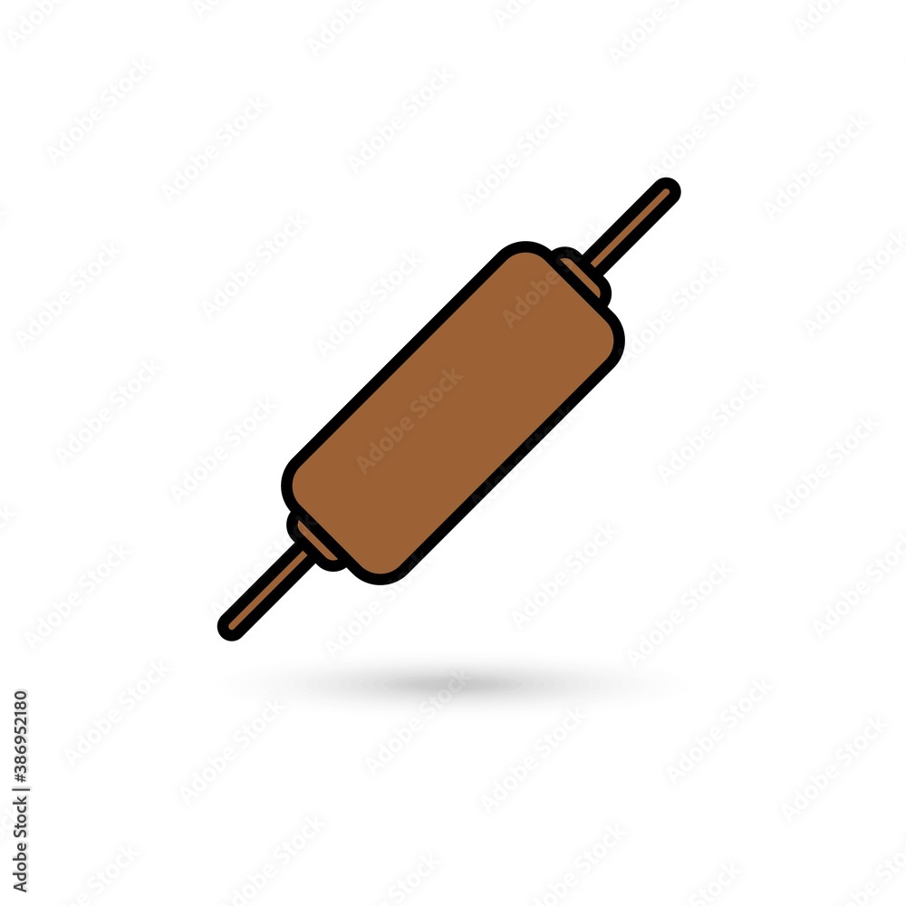 Brown Rolling pin icon. Kitchen baker roller sign. Brown Rolling pin icon. Kitchen baker roller sign.