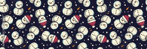 Colored seamless pattern wallpaper with christmas snowmans for the new year holiday. Winter illustration for december party design