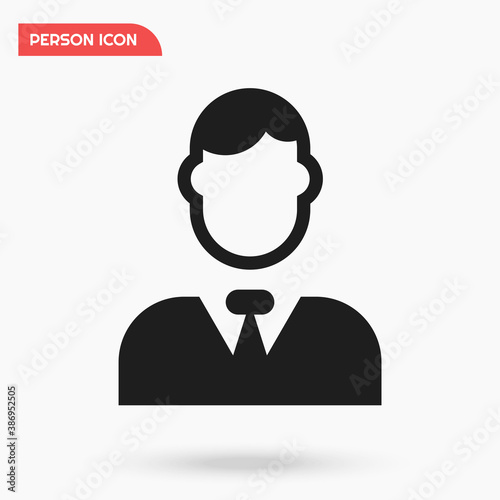 User avatar black vector icon with outline for website.