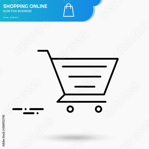 Online shopping black linear icon vector template for business and E-commerce, online payment symbol for UI and store. Delivery from smartphone or laptop. Pixel perfect vector icon.