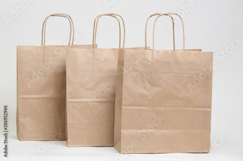 Packaging craft packages are arranged in a chaotic order, isolated on a white background.