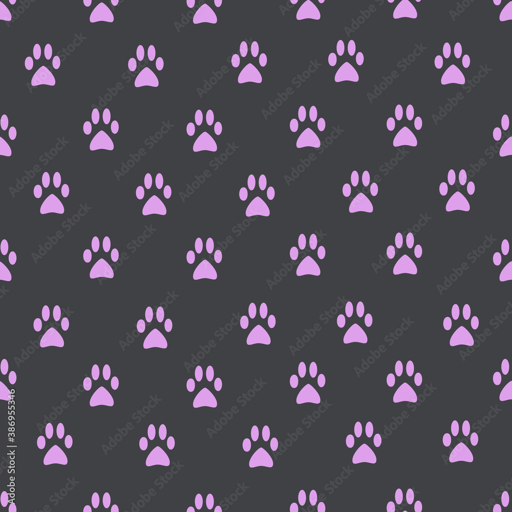 seamless pattern with cat paws