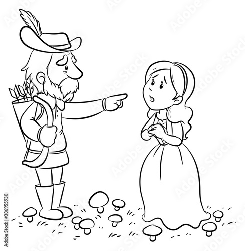 Jäger schickt Schneewittchen in den Wald - Vektor-Illustration