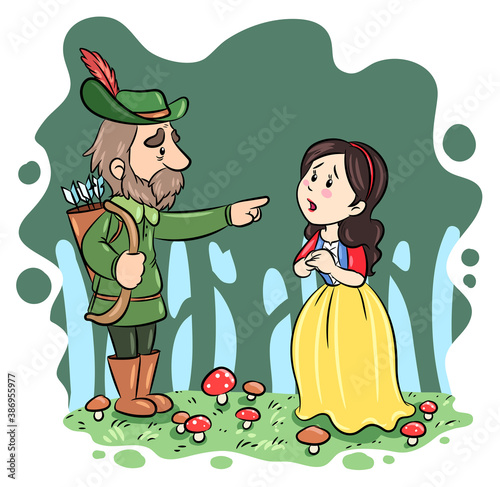 Jäger schickt Schneewittchen in den Wald - Vektor-Illustration