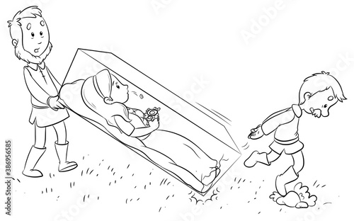 Schneewittchen spuckt den vergifteten Apfel aus - Vektor-Illustration