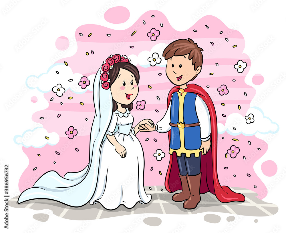 Schneewittchen und der Prinz heiraten - Vektor-Illustration Schneewittchen und der Prinz heiraten - Vektor-Illustration