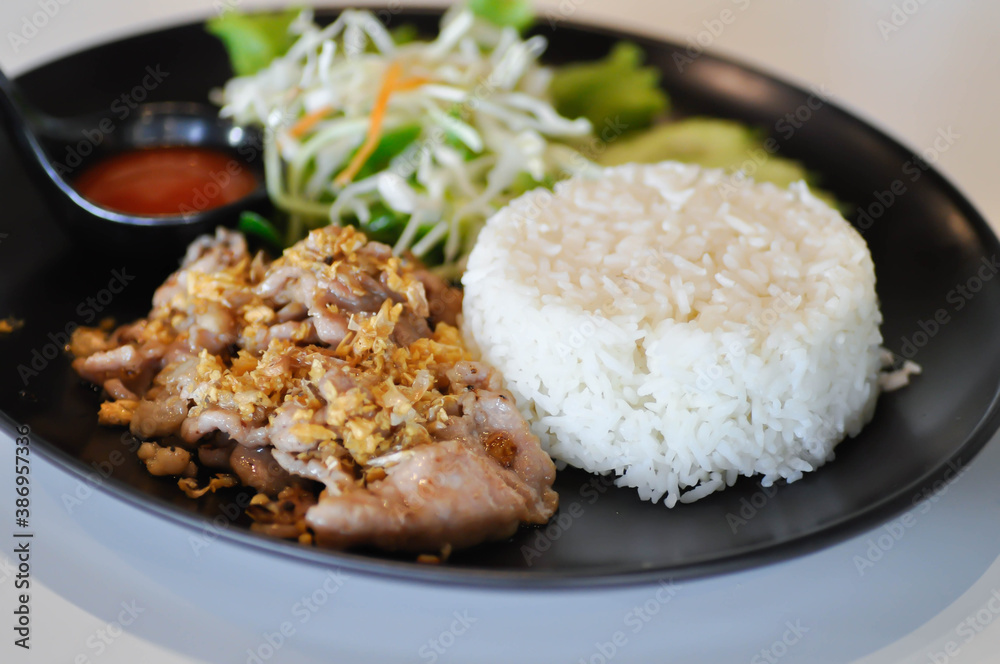 stir fried pork with garlic ,pork and rice stir fried pork with garlic ,pork and rice