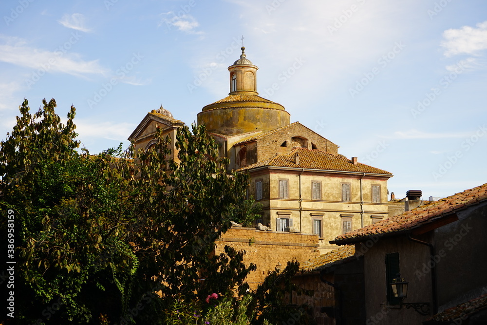 Church of the Holy Martyrs view in Tuscania on a sunny day, Viterbo, Lazio, Italy