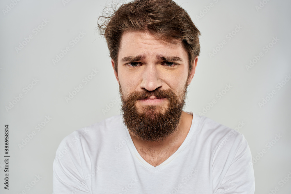 emotional bearded man close-up facial expression studio lifestyle emotional bearded man close-up facial expression studio lifestyle