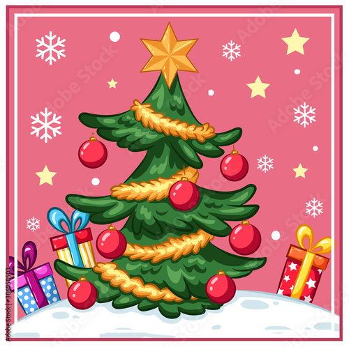 Weihnachtsbaum mit Geschenken - Vektor-Illustration