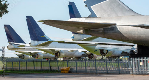 UK 2020.  Passenger jets on an airfield waiting to be totally scrapped. photo