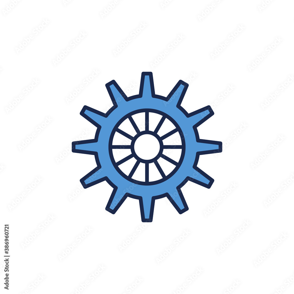 Blue Gear or Cog Wheel concept icon or symbol