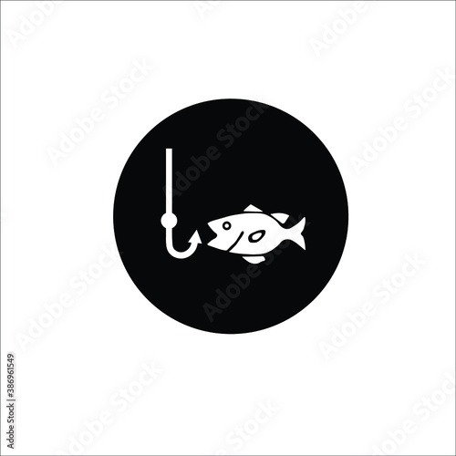 Flat,circle, fish and hook vector solid icon
