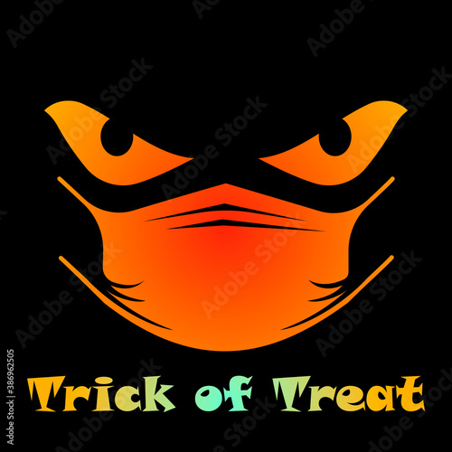 Festive concept for Halloween. Vector illustration with an image of sinister eyes, a medical mask and a thematic inscription. You can use it to print greeting cards, invitations, backgrounds, stickers