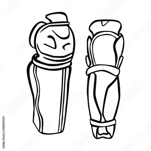 Shin pads. Sport. Hockey. Sports equipment. Isolated element on a white background. Vector illustration.	