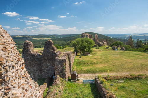 Ruins of gothic medieval castle Lichnice, Iron Mountains, Pardubice region, Czech republic. Castle ruins. photo