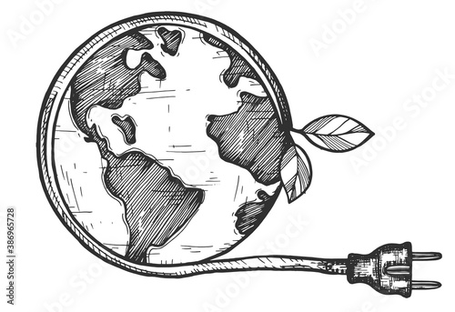 Green ecological light earth symbol