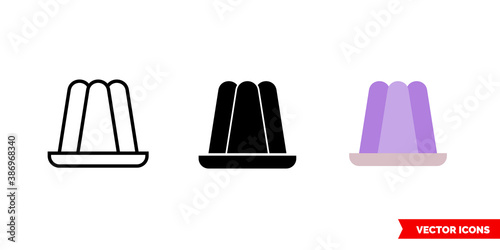 Jelly icon of 3 types color  black and white  outline. Isolated vector sign symbol.