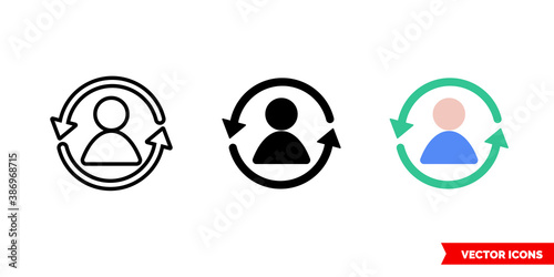 Life cycle icon of 3 types color, black and white, outline. Isolated vector sign symbol.