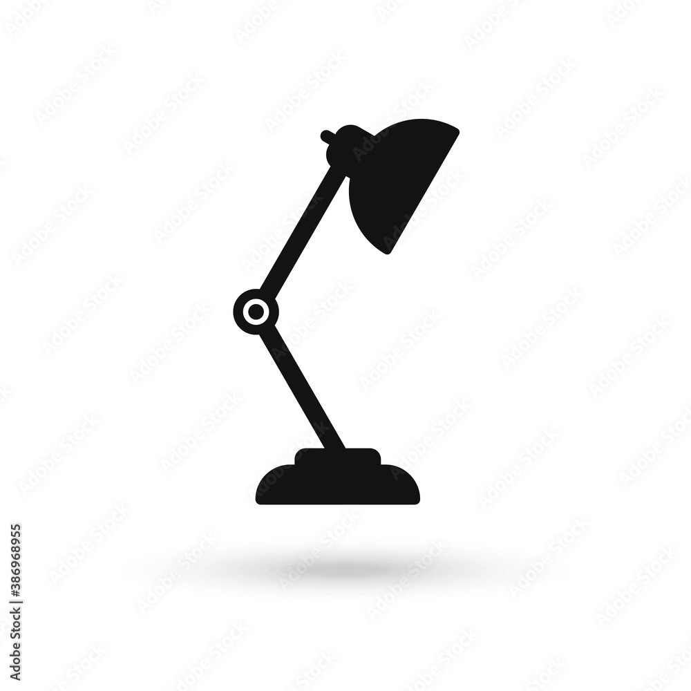 Office black table lamp icon. Flat illustration of office table lamp vector icon isolated on white background Office black table lamp icon. Flat illustration of office table lamp vector icon isolated on white background