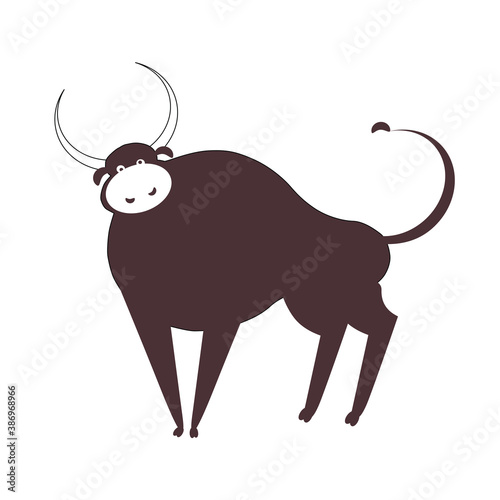 brown bull on a white background