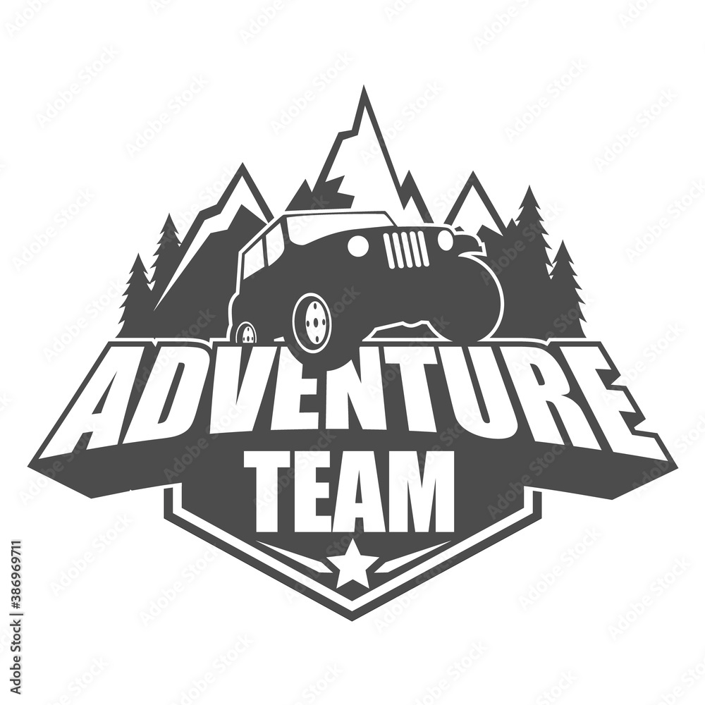 Vector logo, badge, symbol, icon template design for Adventure Team
