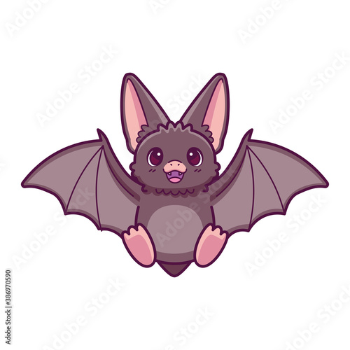 Isolated bat cartoon kawaii. Halloween - Vector illustration