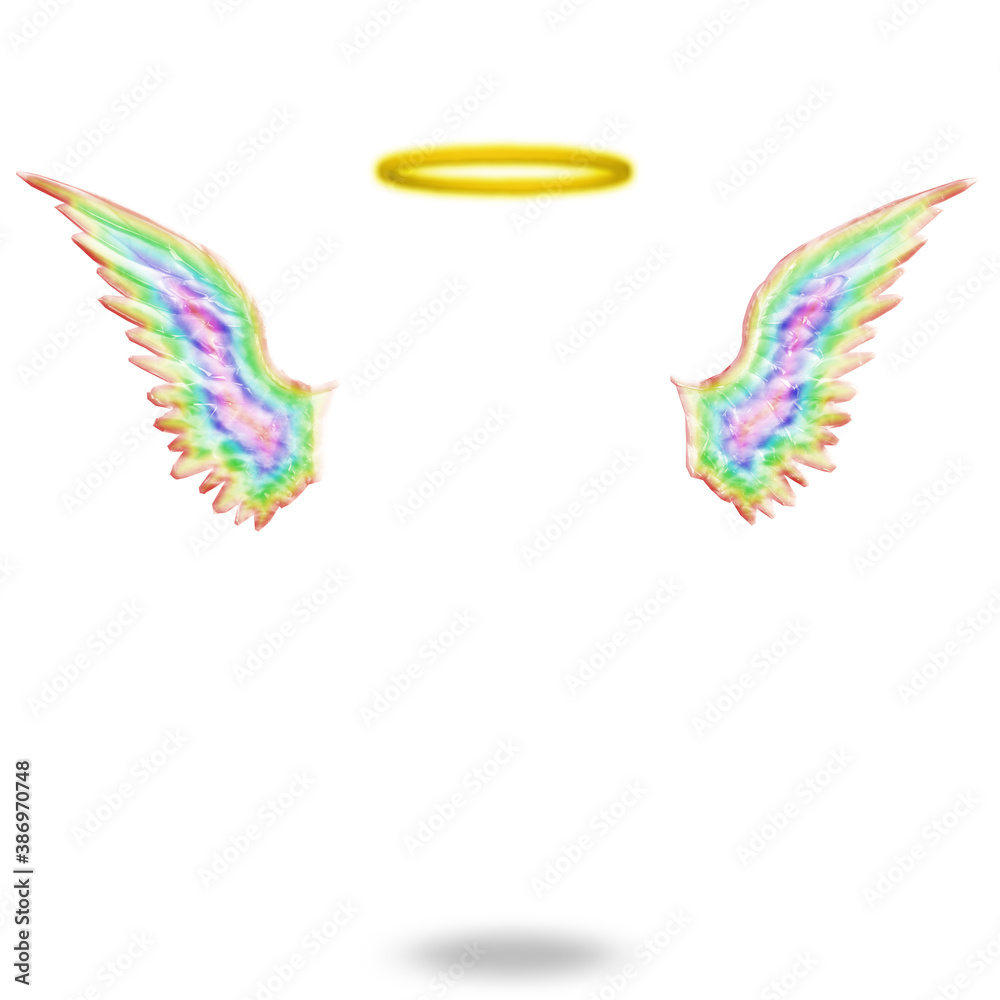 Obraz premium Angels wings and halo. 3D rendering