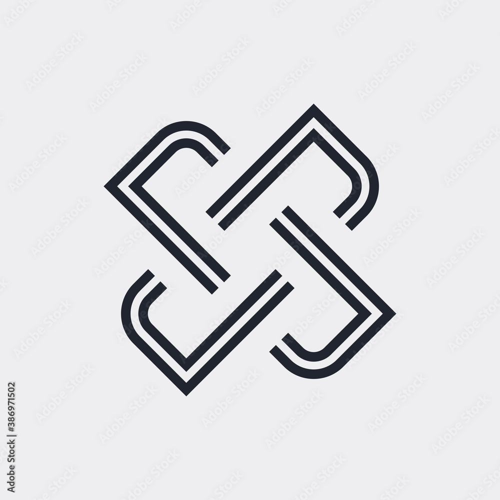 Complex Geometric Contemporary Element. Logo Template Design for Business Corporate Sign. Abstract Merged Figures for Websites, Web Design, Mobile App on Gray Complex Geometric Contemporary Element. Logo Template Design for Business Corporate Sign. Abstract Merged Figures for Websites, Web Design, Mobile App on Gray