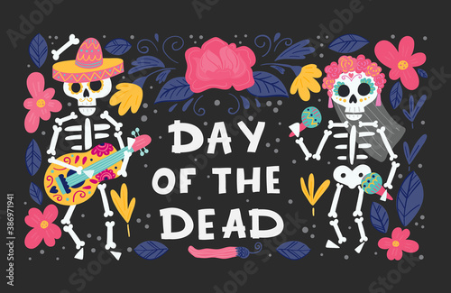 Day of the Dead or Mexico Halloween greeting card  invitation