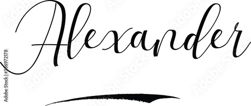 Alexander-Male Name Cursive Calligraphy on White Background