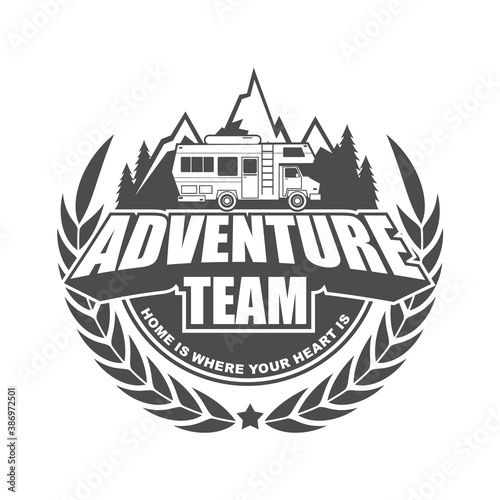 Vector logo, badge, symbol, icon template design with Adventure Theme
 photo