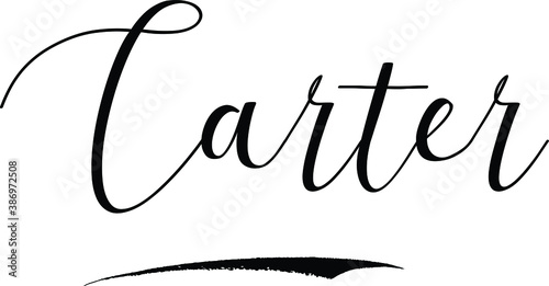Carter-Male Name Cursive Calligraphy on White Background