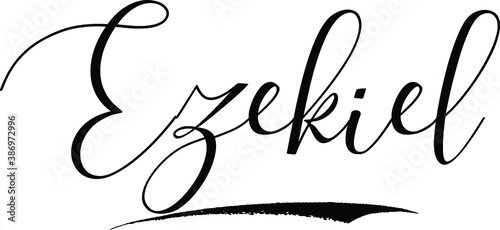 Ezekiel-Male Name Cursive Calligraphy on White Background