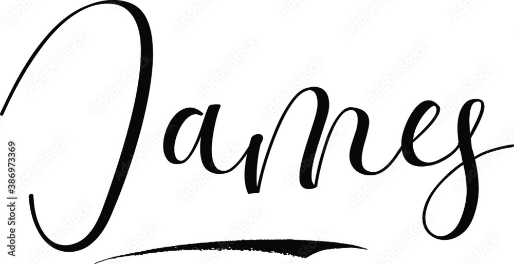James Male Name Cursive Calligraphy On White Background Stock Vector james-male-name-cursive-calligraphy-on-white-background-stock-vector